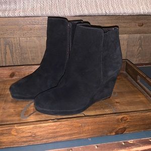 Via Spiga black suede leather wedge booties